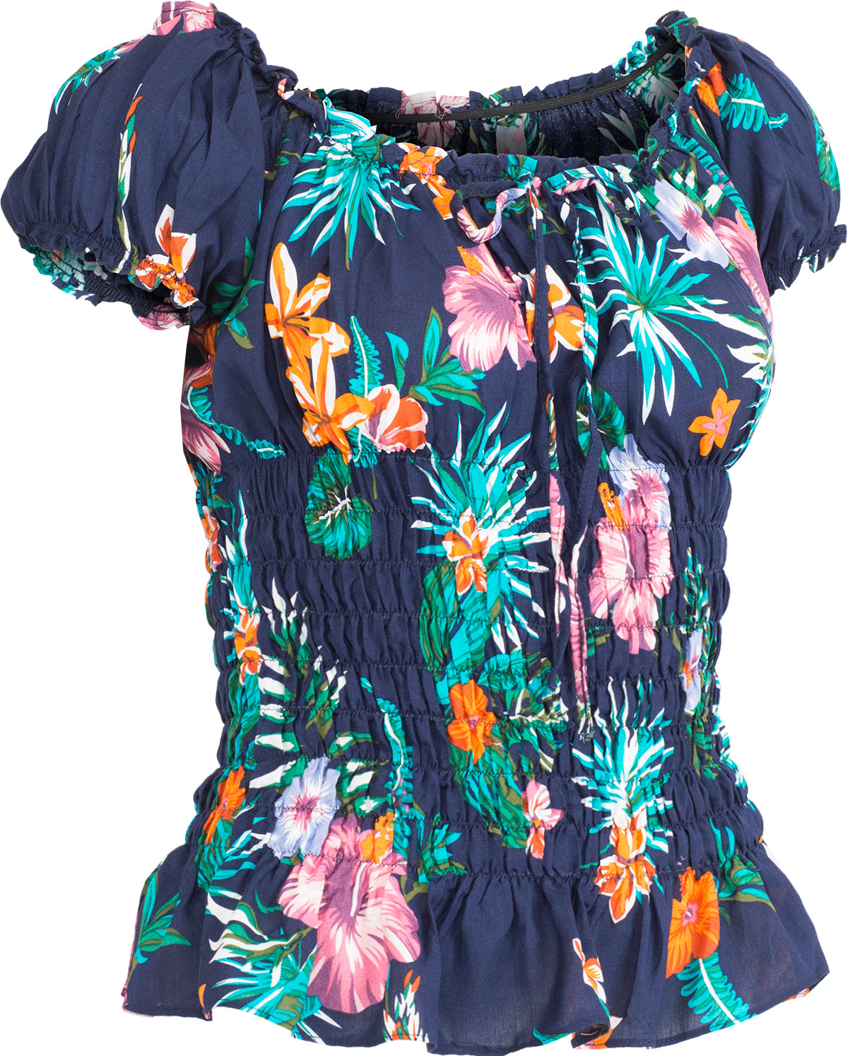 Kuestenluder_THAO_Tropical_HIBISCUS_FLOWER_Palm_Leaf_RUFFLE_Bluse-3