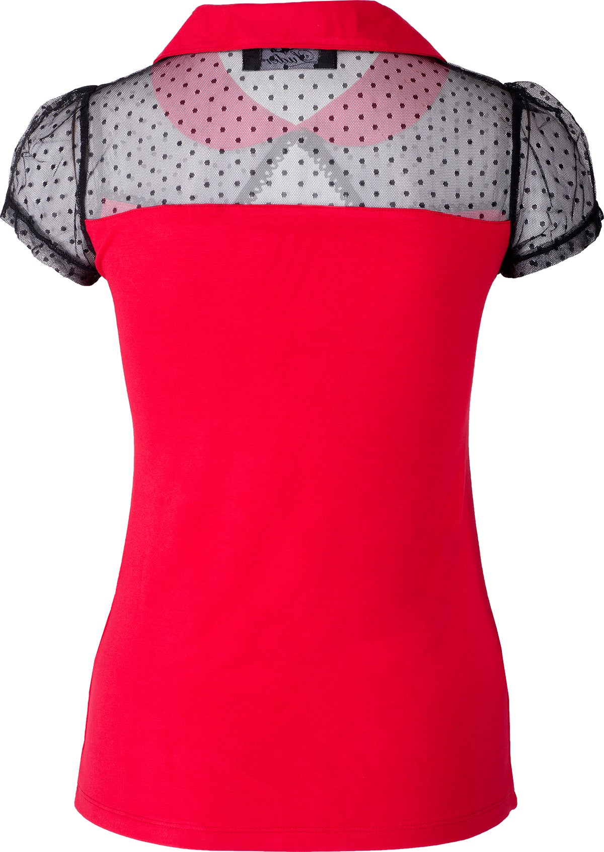 Kuestenluder_THELA_Polka_Dot_LACE_Mesh_Bubikragen_Kurzarm_SHIRT_Rot-4