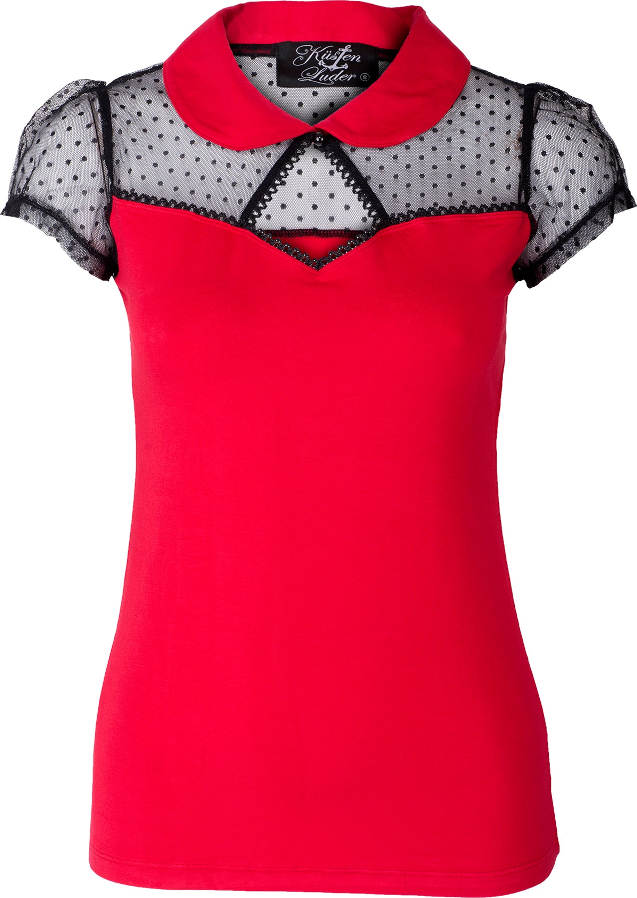 Kuestenluder_THELA_Polka_Dot_LACE_Mesh_Bubikragen_Kurzarm_SHIRT_Rot_killer_kirscheMvZ2PMBwIL4Kz