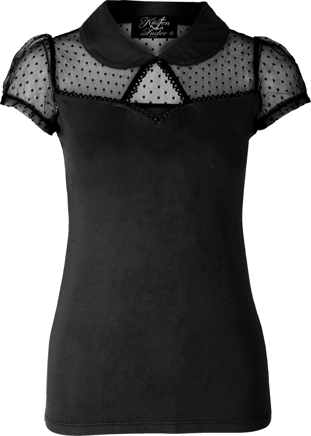 Kuestenluder_THELA_Polka_Dot_LACE_Mesh_Bubikragen_Kurzarm_SHIRT_Schwarz-1ORN98q3NNn0XU