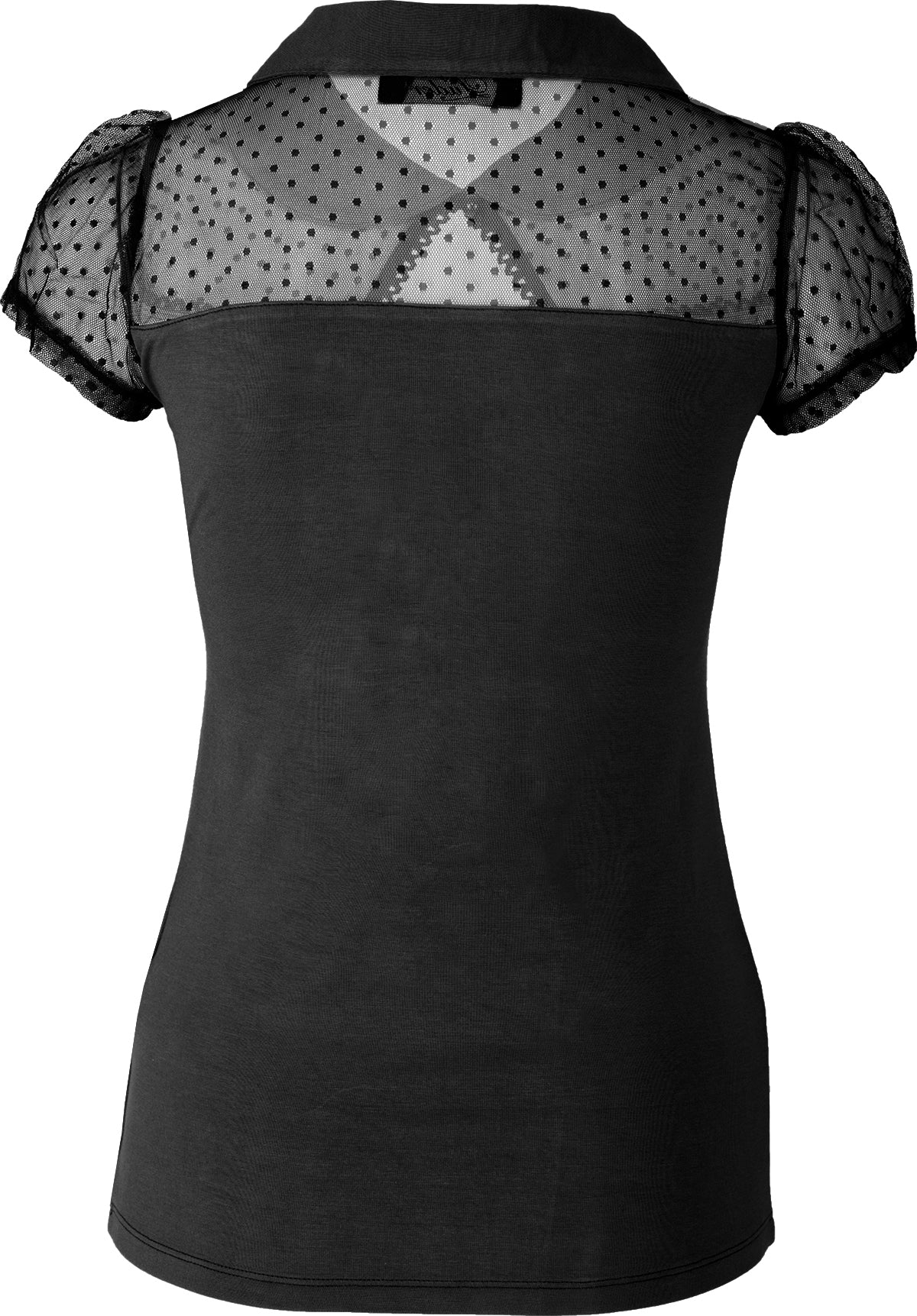 Kuestenluder_THELA_Polka_Dot_LACE_Mesh_Bubikragen_Kurzarm_SHIRT_Schwarz-4FTySqYKAf2cPK