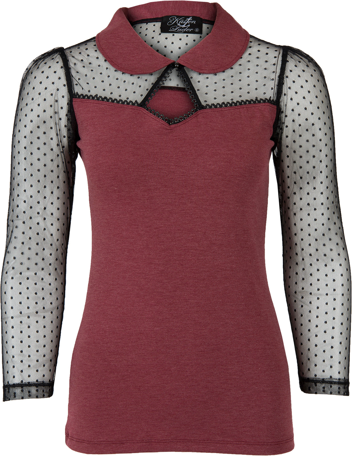 Kuestenluder_THELA_Polka_Dot_LACE_Mesh_Bubikragen_SHIRT_Oberteil_Beere_killer_kirscheiIaK4AkAsnidq