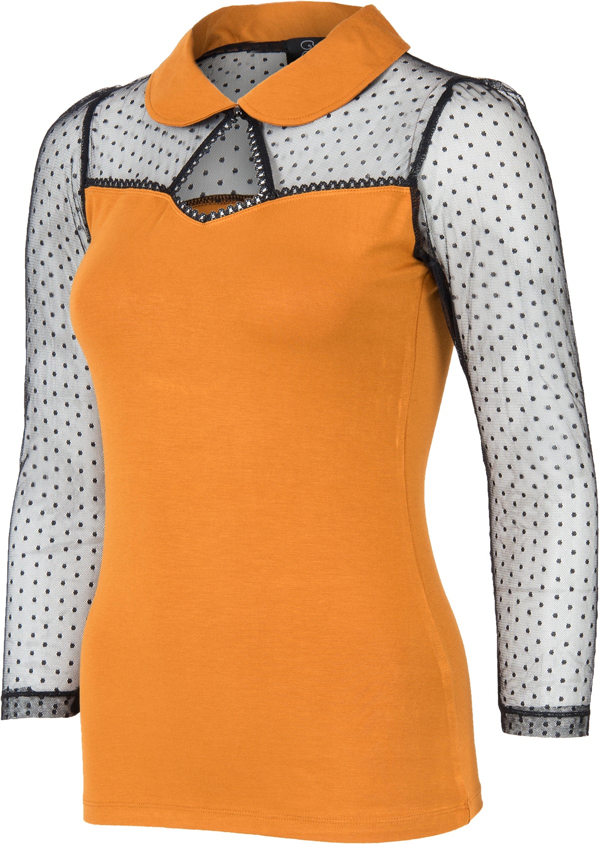 Kuestenluder_THELA_Polka_Dot_LACE_Mesh_Bubikragen_SHIRT_Oberteil_Senfgelb-2FyunIjTbk0oaj