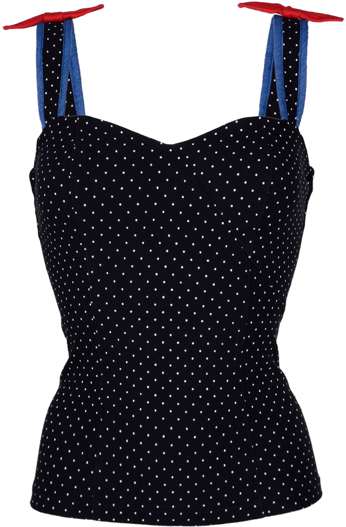 Kuestenluder_TIMIKA_Polka_Dots_PUNKTE_Pin_Up_50s_Red_Bow_TOP_killer_kirscheVq1trdBSkDUPE