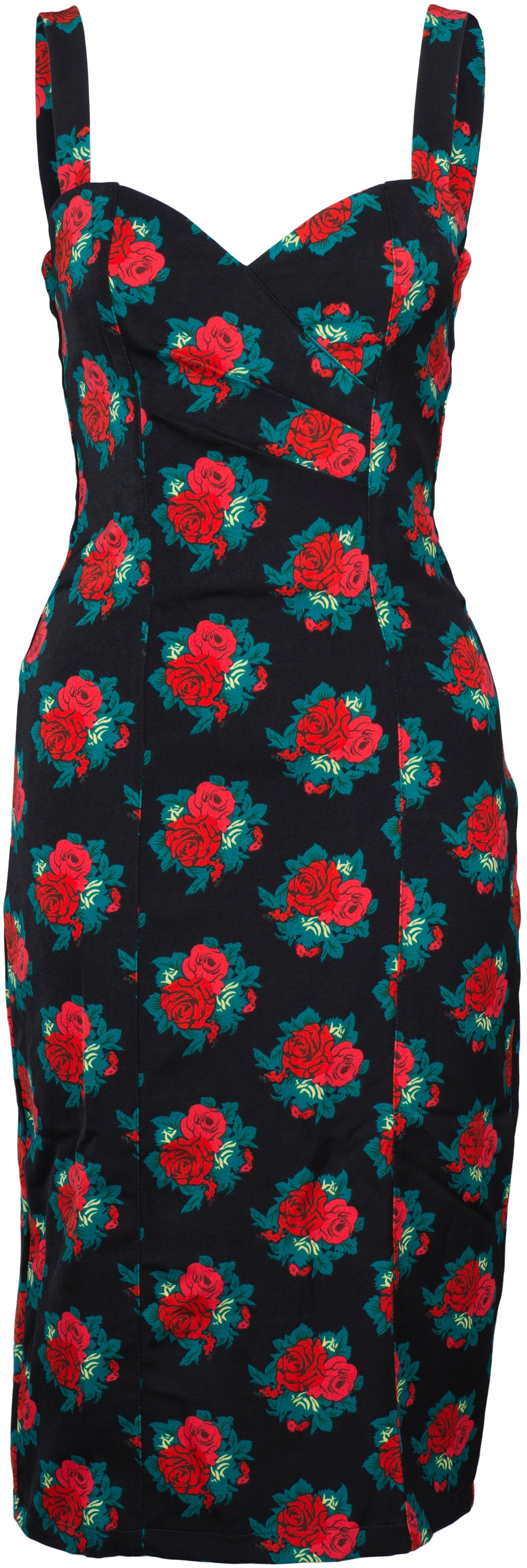Kuestenluder_TRISTA_Vintage_Floral_ROSEN_Rose_40s_PENCIL_DRESS_Kleid