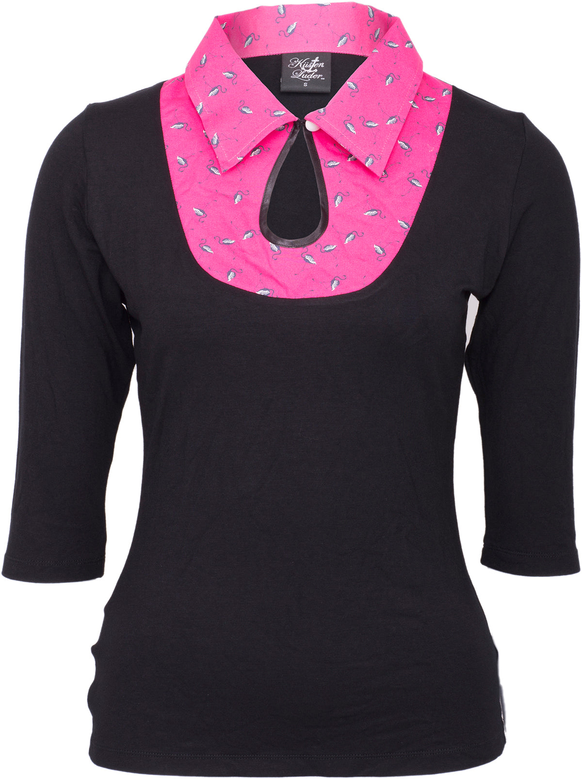 Kuestenluder_TWANA_Retro_FLAMINGO_Pin_Up_Kent-Kragen_Bluse_SHIRT