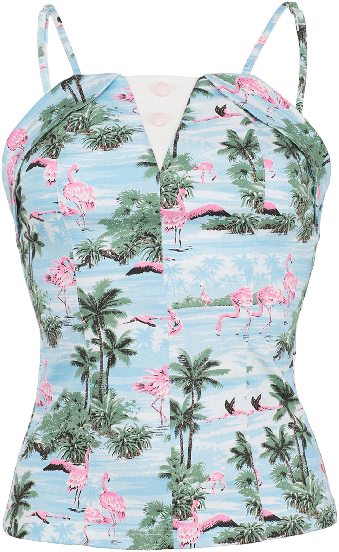 Kuestenluder_TYRA_Vintage_40s_FLAMINGO_Tiki_Aloha_Traeger_TOP_killer_kirsche