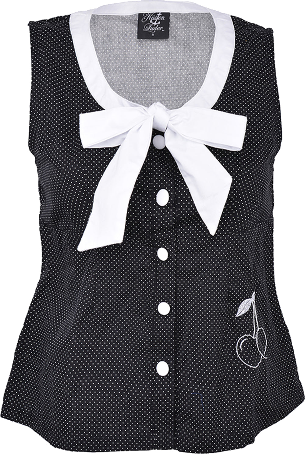Kuestenluder_URSEL_50s_Polka_Dots_CHERRY_Kirschen_TOP_schwarzaDy9MAkmr80PE