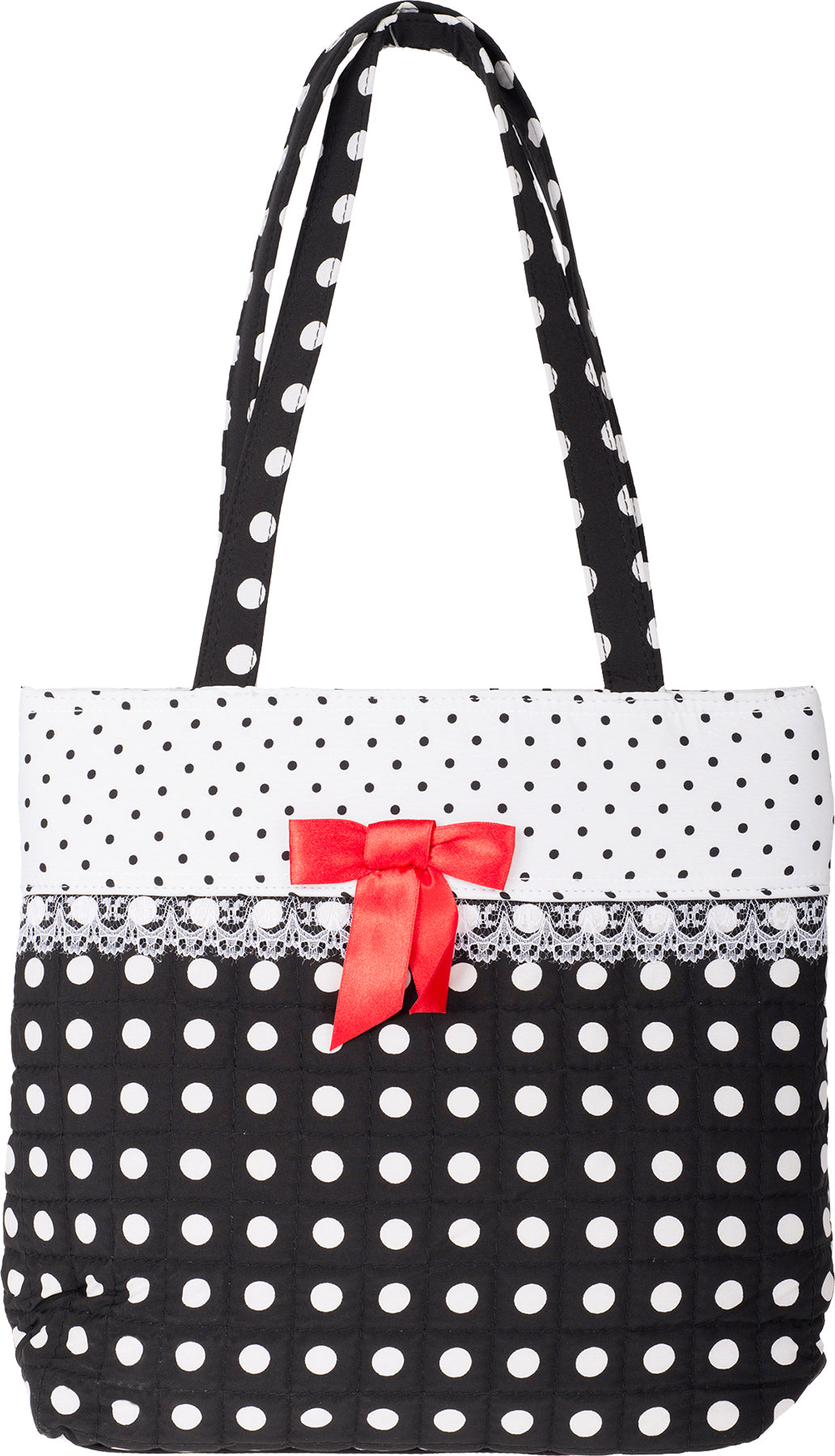 Kuestenluder_VEZA_POLKA_DOT_Punkte_Bow_SPITZE_Shopper_HANDTASCHE_killer_kirsche
