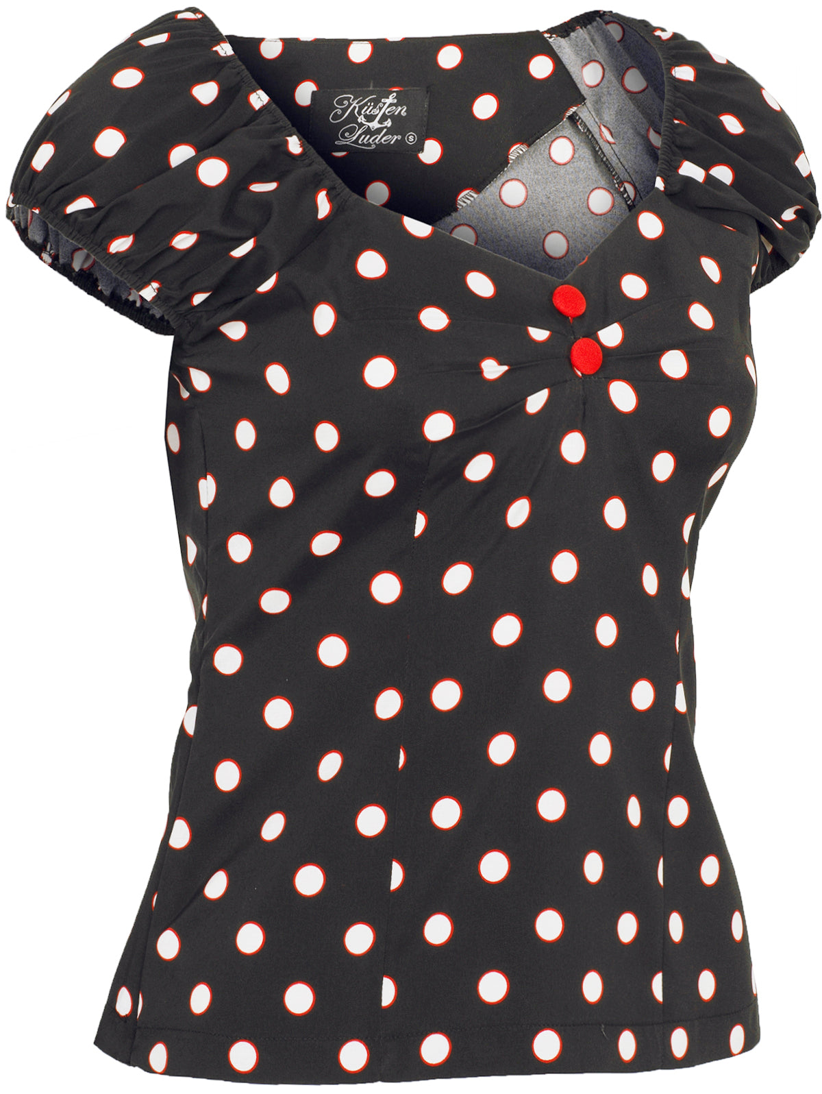 Kuestenluder_WYNONA_Vintage_POLKA_DOT_Punkte_Oberteil_BLUSENSHIRT_Schwarz-3