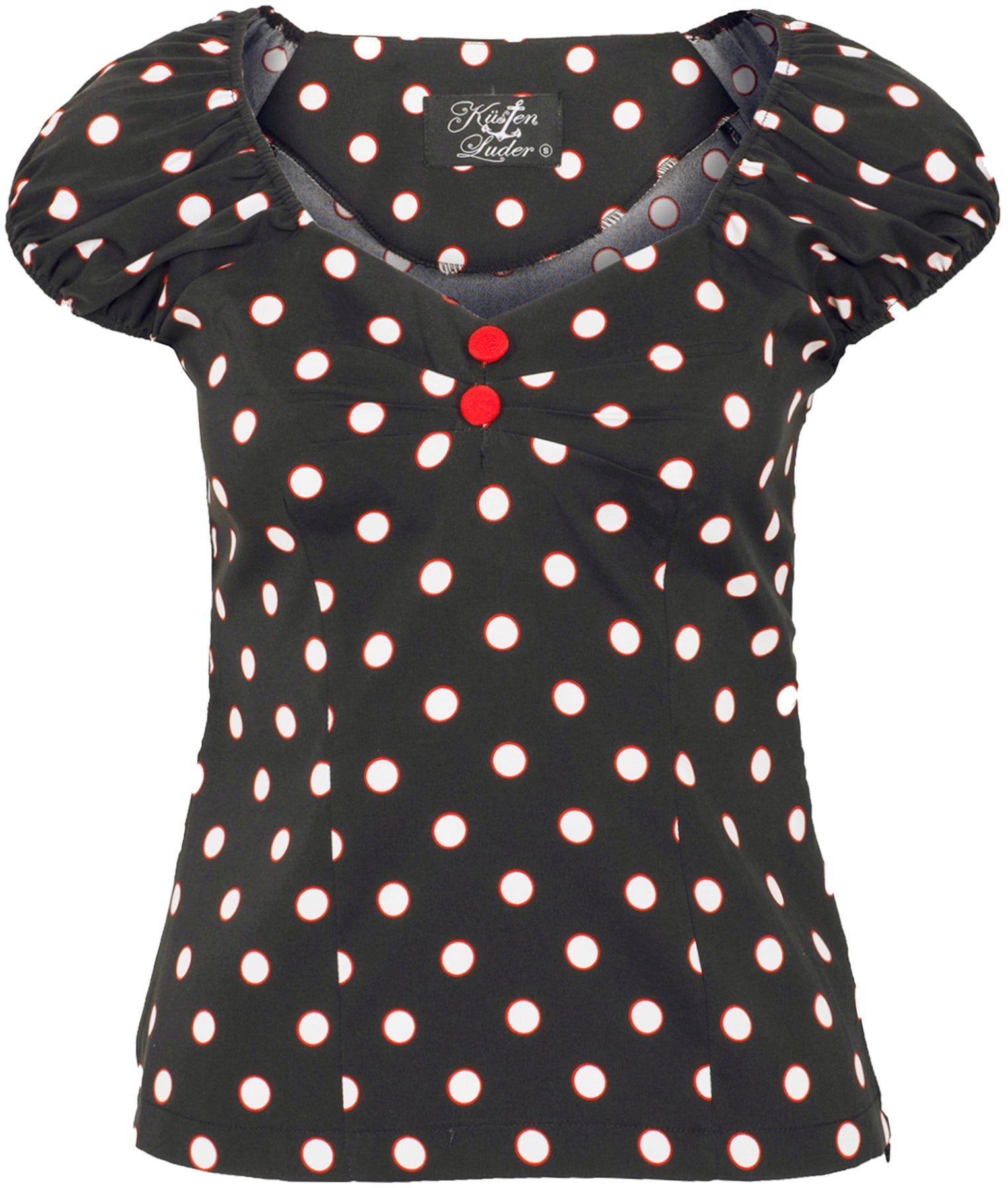 Kuestenluder_WYNONA_Vintage_POLKA_DOT_Punkte_Oberteil_BLUSENSHIRT_Schwarz_killer_kirscheZf9YQ4m54BrkT