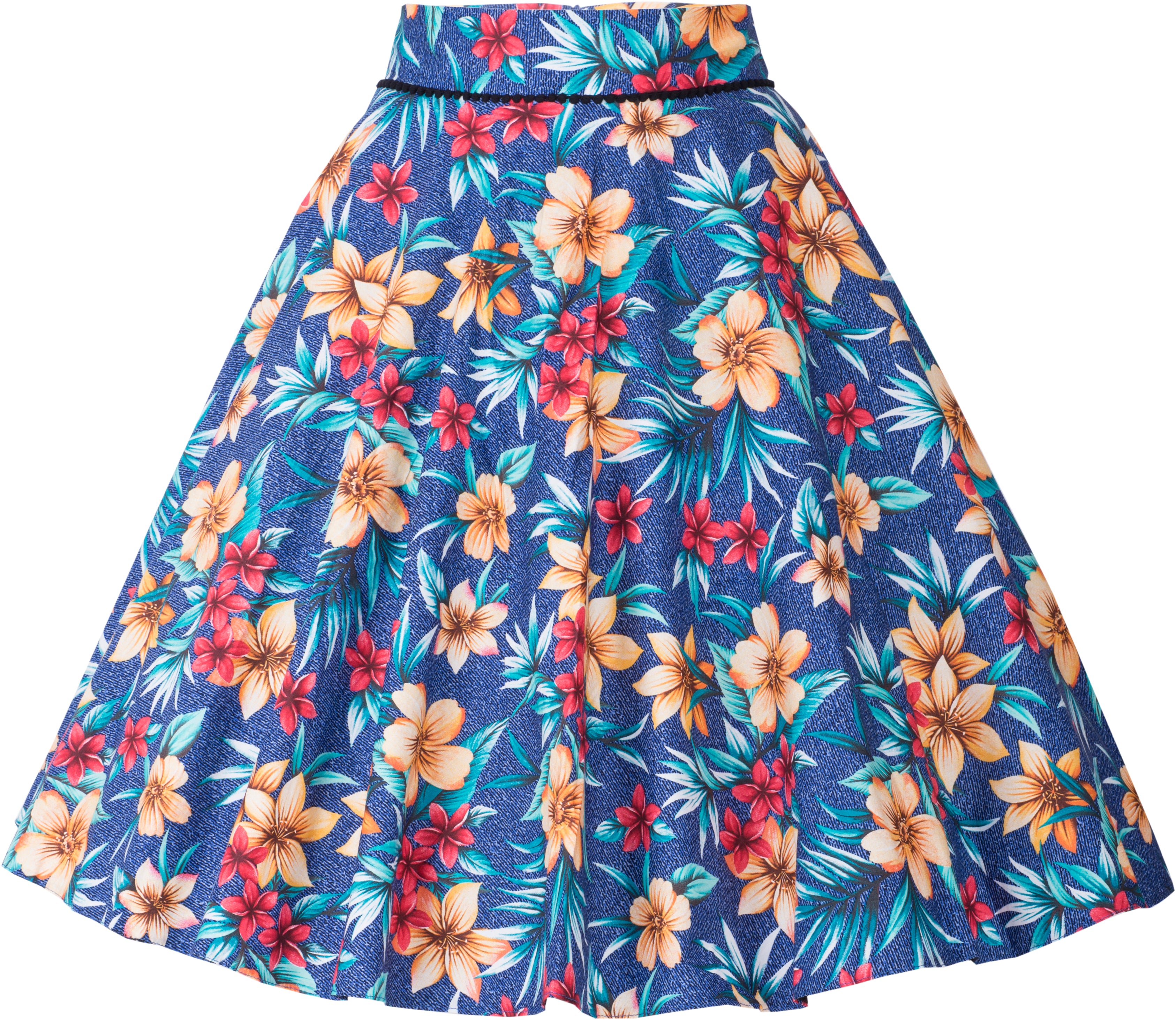 Kuestenluder_YUNA_Frangipani_HIBISKUS_Swing_Skirt_TELLERROCK_Blau-4