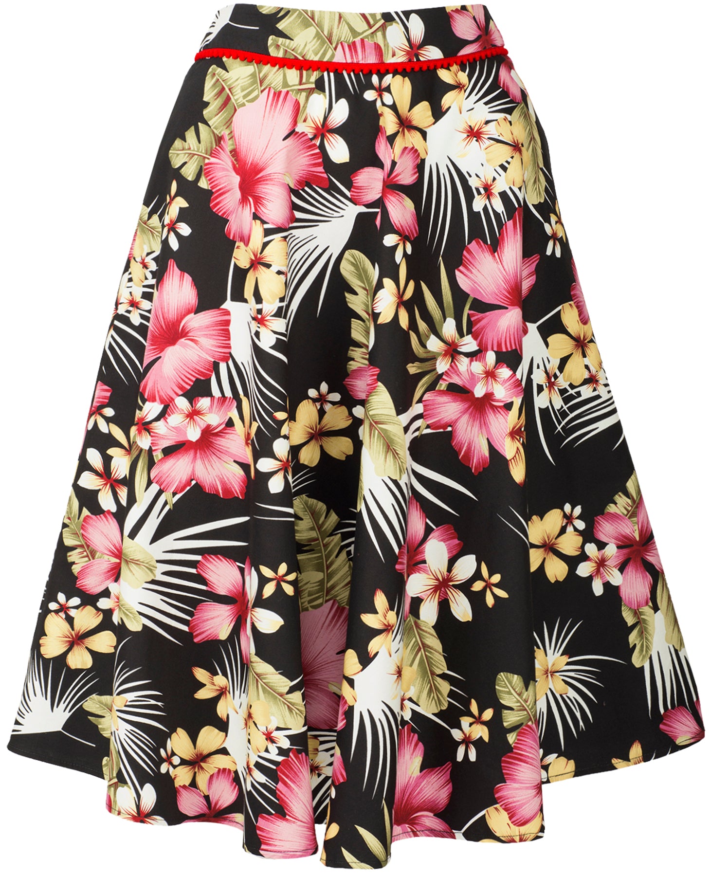 Kuestenluder_YUNA_Vintage_TIKI_Hawaii_Blueten_RETRO_Swing_Skirt_TELLERROCK_killer_kirsche
