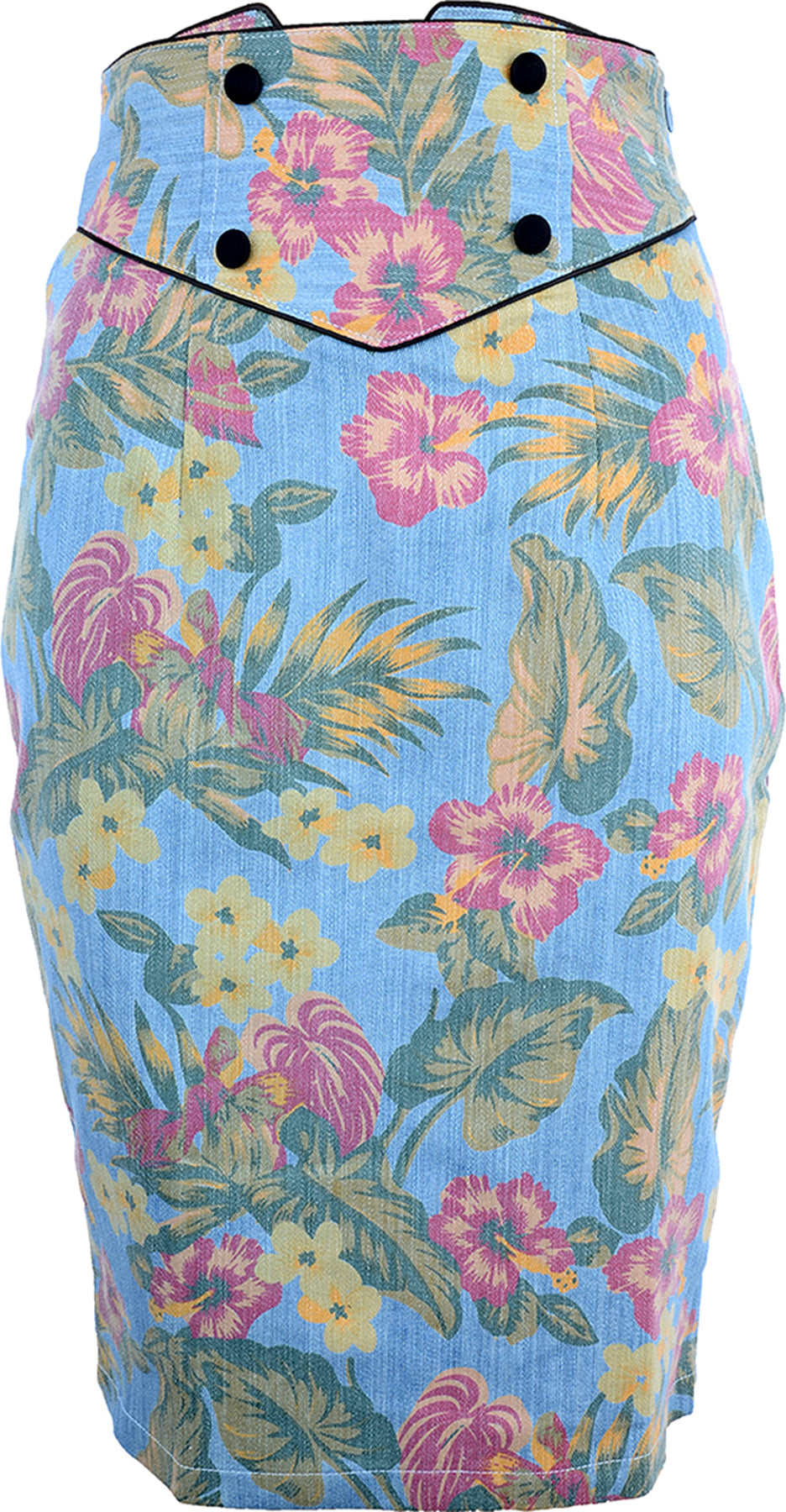 Kuestenluder_Ysemay_50s_Tiki_Hibiscus_Jeans_Pencil_Skirt_Rock_killer_kirsche_10