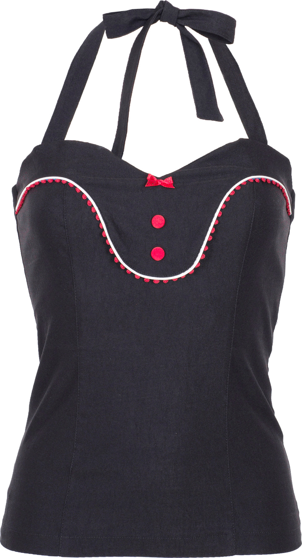 Kuestenluder_ZARMINAH_Vintage_POM_POM_Bow_Retro_Neckholder_TOP_killer_kirscheAYxQMT7pM3FVB