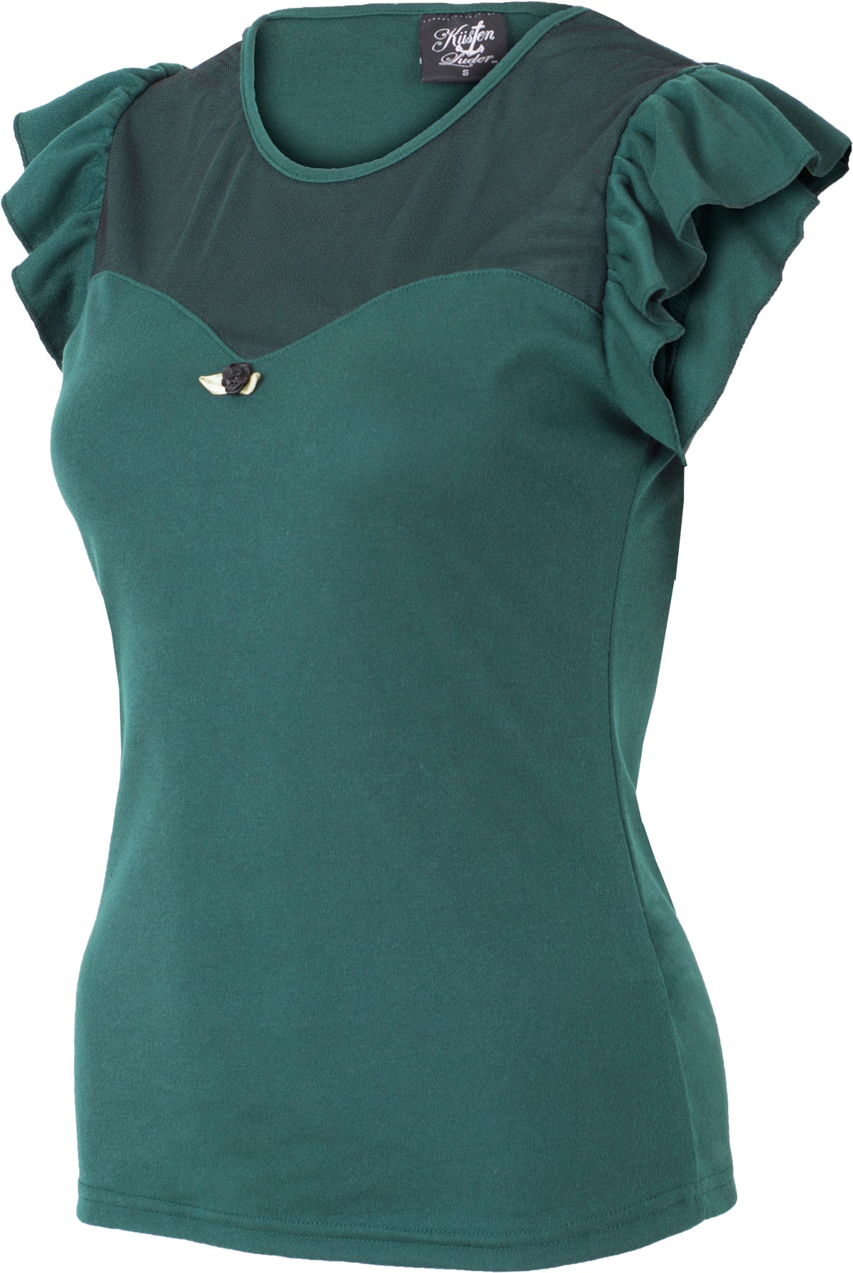 Kuestenluder_ZELLJA_Vintage_MESH_Volant_Fluegelaermel_TOP_Oberteil_-_Gruen-2