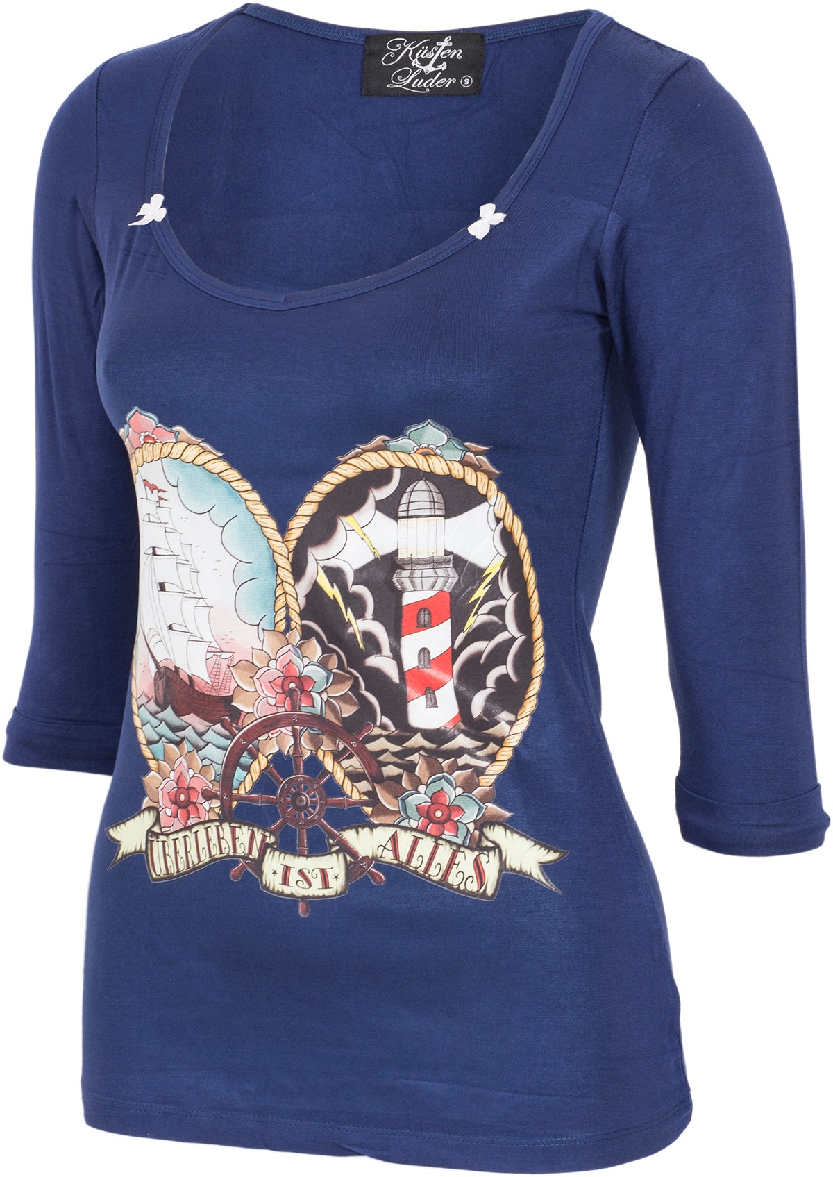 Kuestenluder_ueBERLEBEN_IST_ALLES_Sailor_Ship_Lighthouse_Steuerrad_34_Arm_SHIRT-3