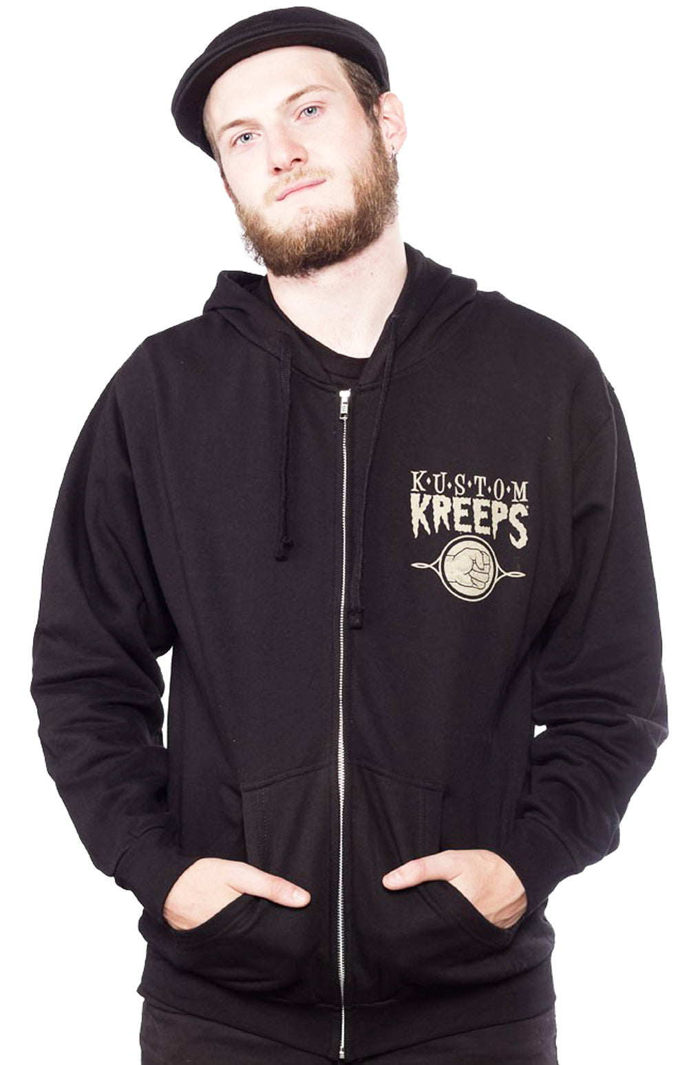 Kustom_Kreeps_BLACK_EYE_Oldschool_TATTOO_Men_HOODIE_Jacke_Kapuze_vorne