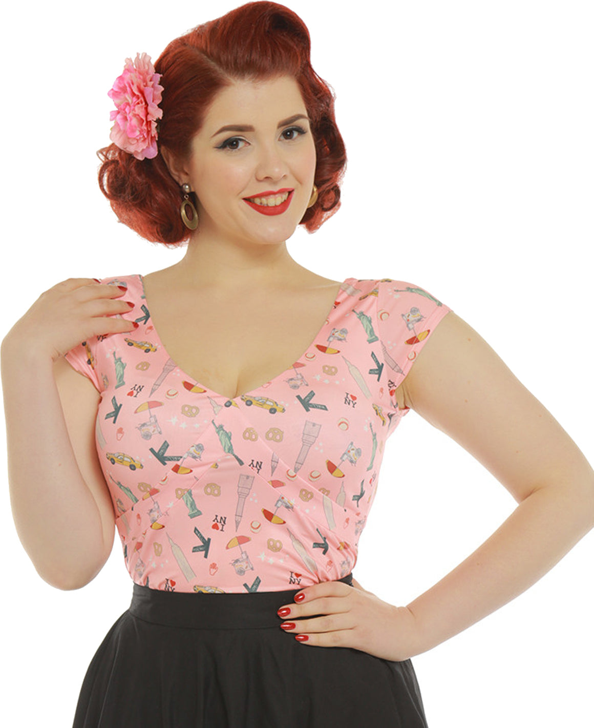 Lindy_Bop_ELLAMAE_New_York_Usa_Retro_V-Neck_Vintage_SHIRT