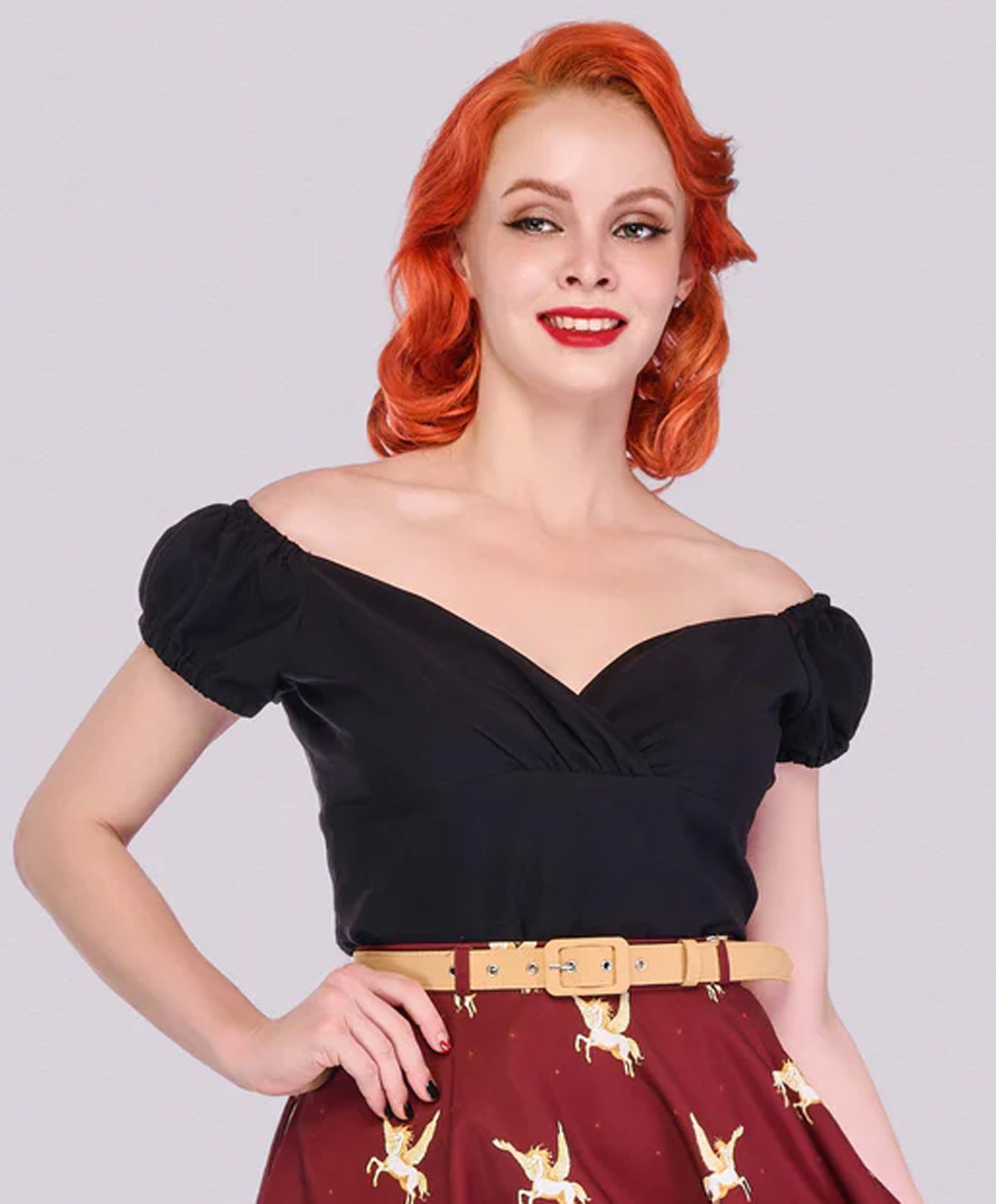 Lindy_Bop_RITA_CLASSIC_Vintage_Kurzarm_RETRO_Sweetheart_Oberteil_SHIRT_-_Schwarz-1