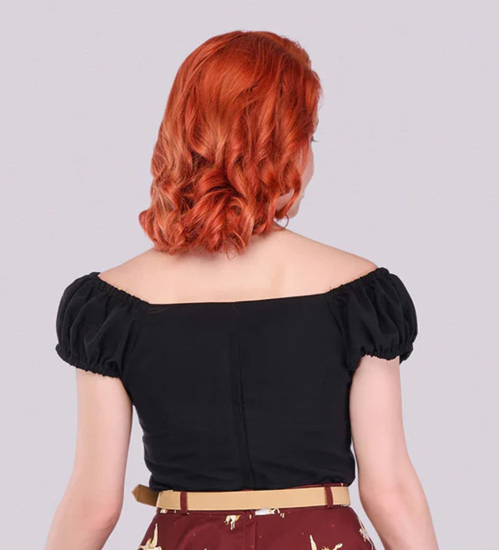 Lindy_Bop_RITA_CLASSIC_Vintage_Kurzarm_RETRO_Sweetheart_Oberteil_SHIRT_-_Schwarz-2