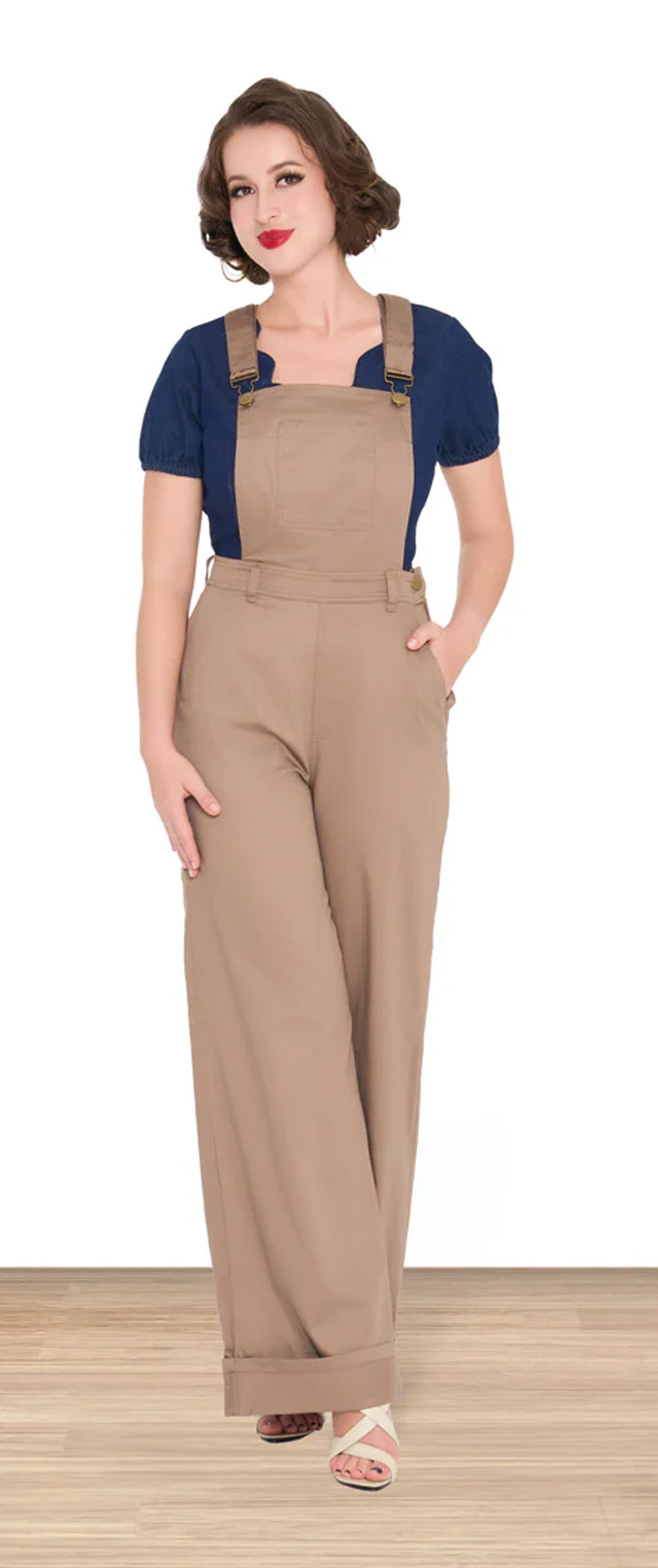 Lindy_Bop__ANNA_PLAIN_Vintage_Retro_DUNGAREES_Latzhose_Playsuit_-_Sandfarben-1