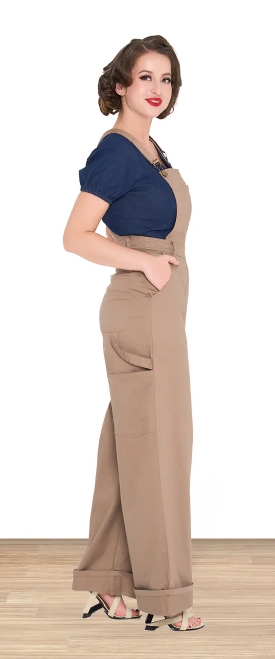 Lindy_Bop__ANNA_PLAIN_Vintage_Retro_DUNGAREES_Latzhose_Playsuit_-_Sandfarben-3