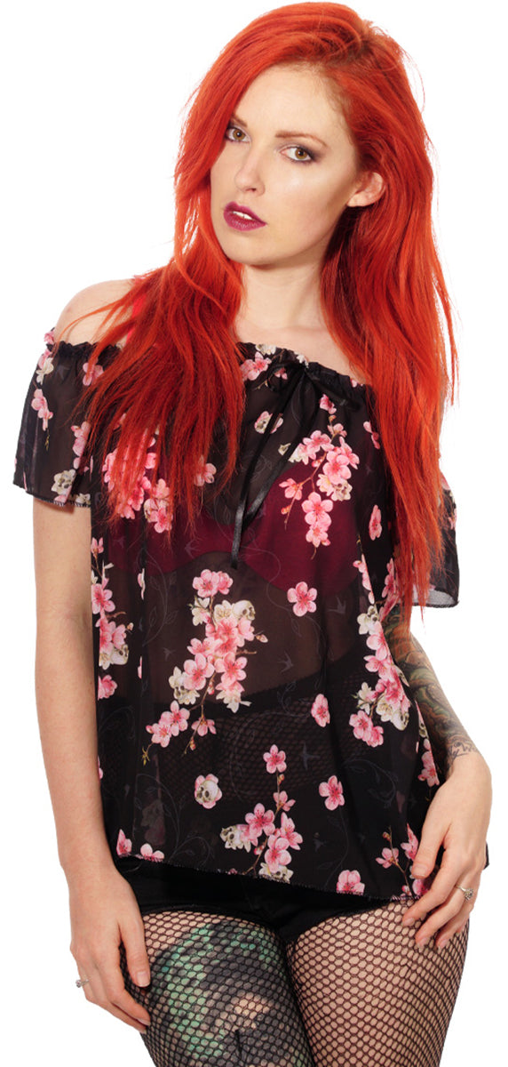 Liquor_Brand_BLOSSOM_SKULLS_Kirschblueten_Totenkopf_BLUSE_Oberteil-1