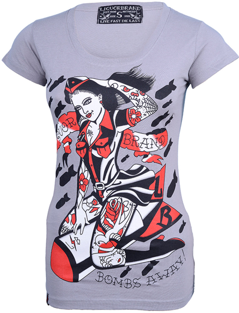 Liquor_Brand_BOMBS_AWAY_Rocket_Pin_Up_Motiv_T-Shirt_-_GrauEIIxdm6QWNX9t
