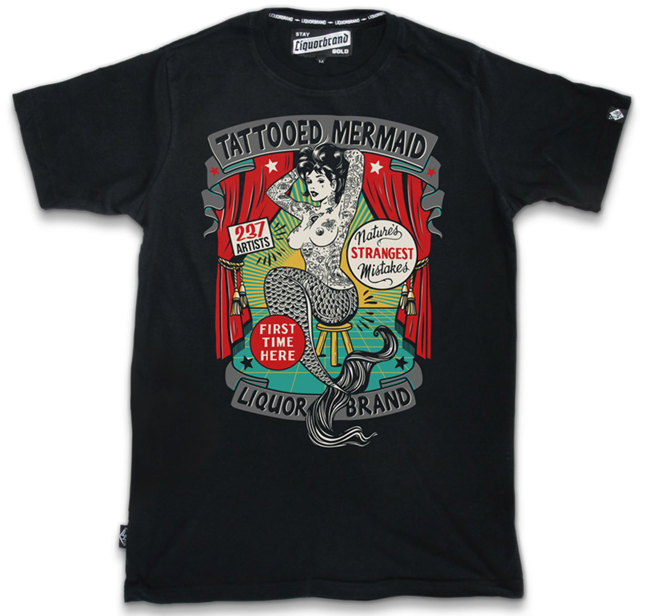 Liquor_Brand_TATTOOED_MERMAID_Meerjungfrau_Oldschool_Herren_T-SHIRT-1