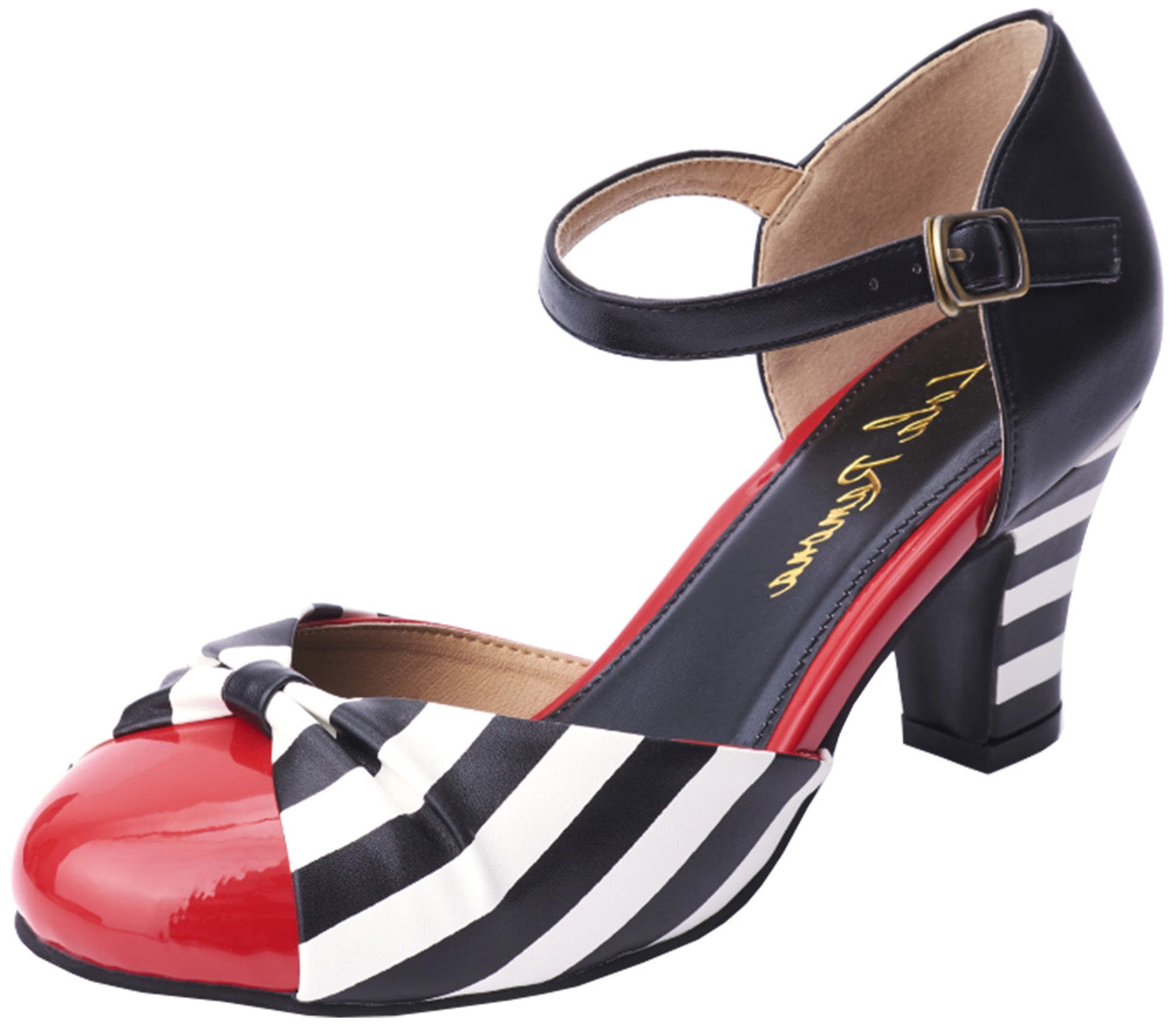 Lola_Ramona_AVA_SISTER_Vintage_STRIPED_Streifen_BOW_Riemchen_PUMPS-1