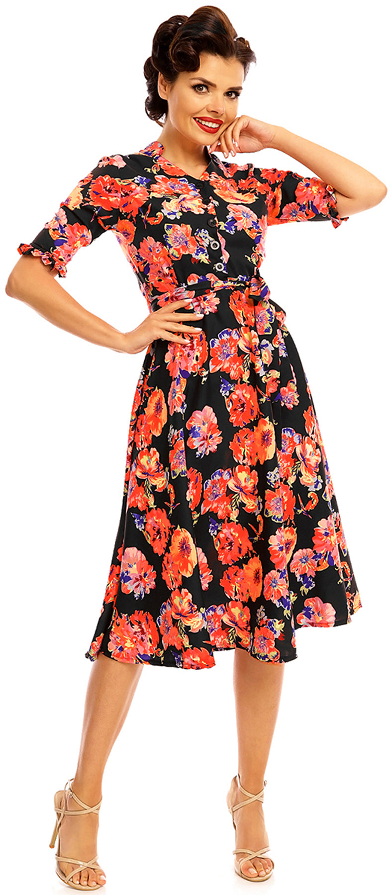 Looking_Glam_MARIJA_Vintage_50s_BLUMEN_Flower_Floral_DRESS_Kleid_killer_kirsche