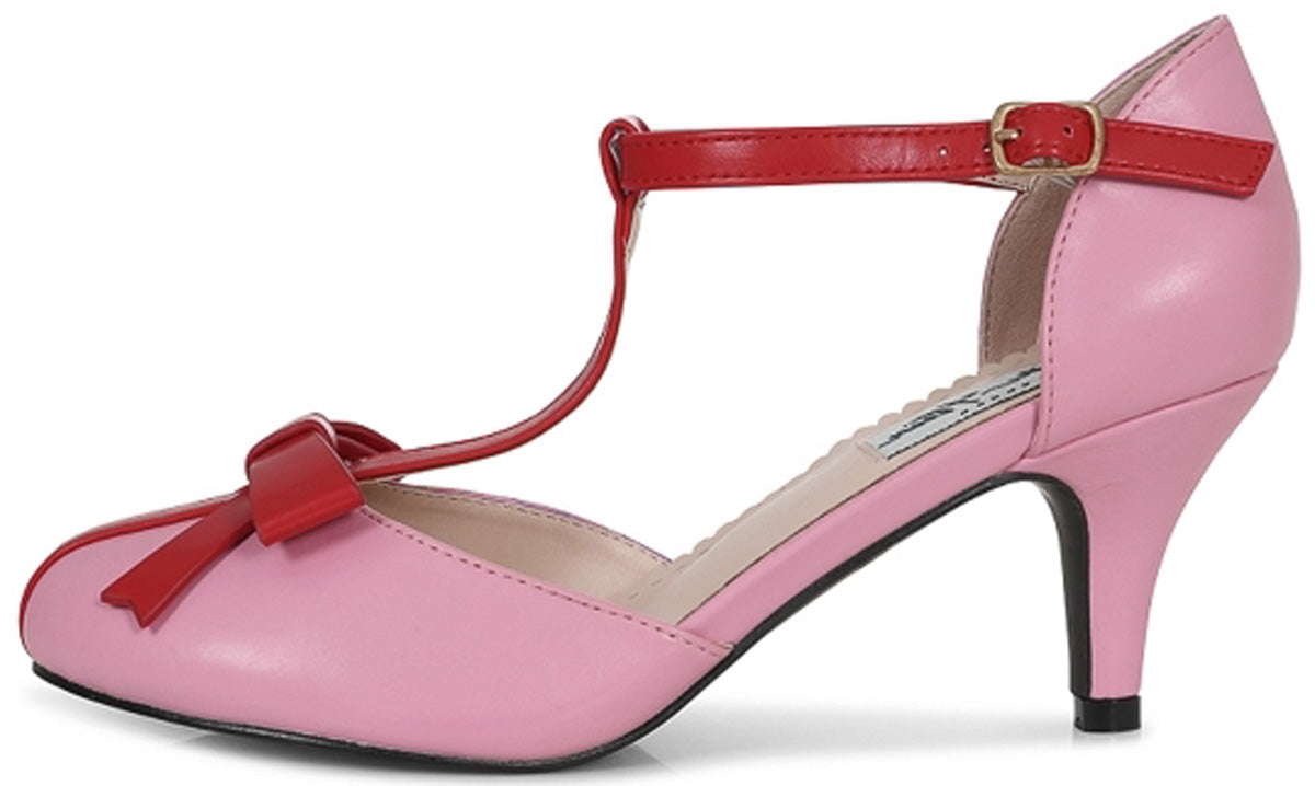 Lulu_Hun_AMBER_T-BAR_HEEL_Vintage_PIN_UP_Schleife_LACK_Retro_PUMP_High_Heel_-_Rosa_killer_kirsche_2