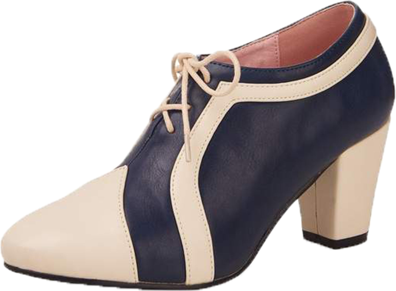 Lulu_Hun_AMELIA_Vintage_3-Eye_STIEFELETTEN_Schnuerschuhe_PUMPS_Navy-Creme-1
