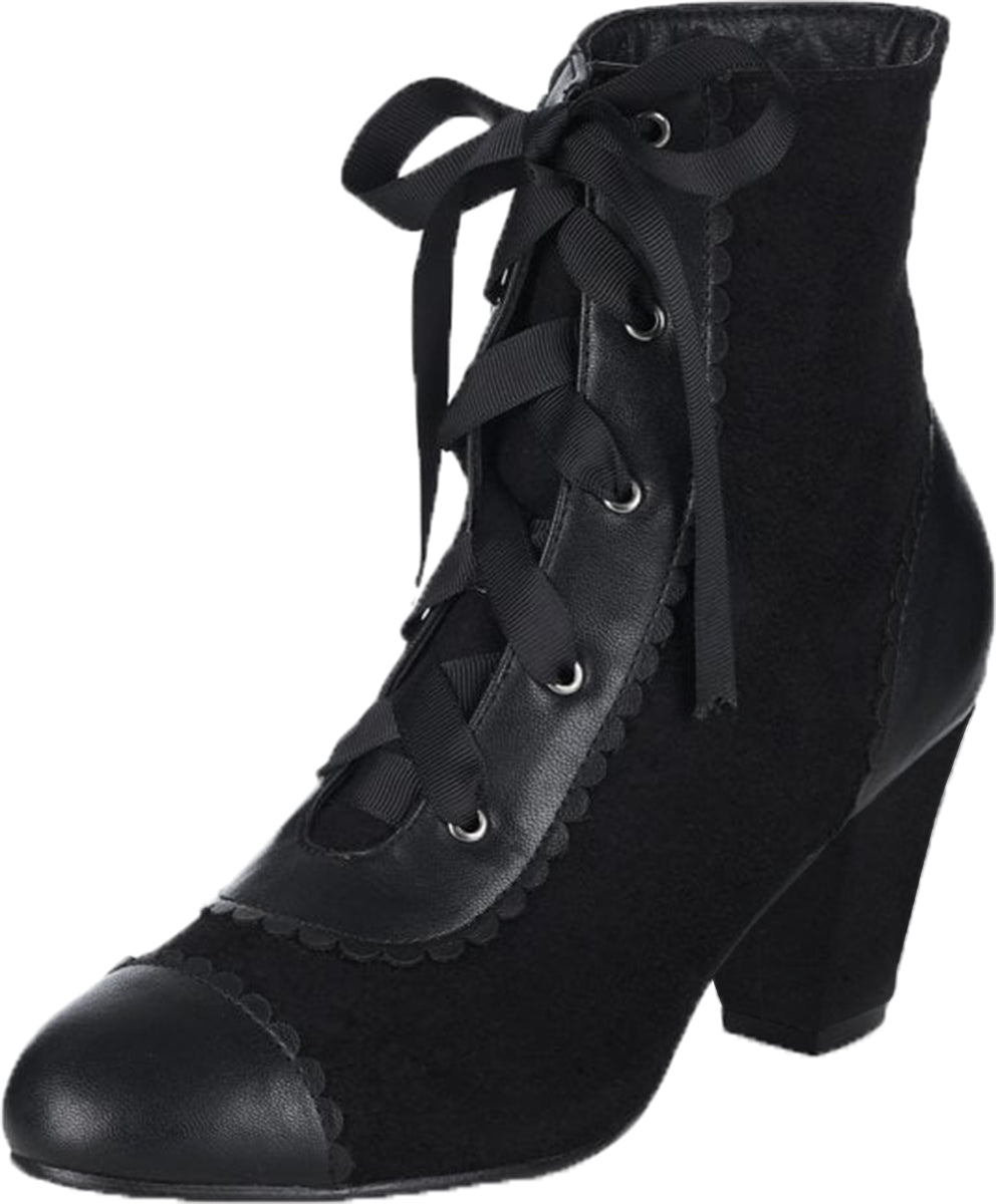 Lulu_Hun_SELMA_Vintage_5-Eye_Faux_Suede_SCHNueRSTIEFEL_Ankle_Boots_Schwarz-1