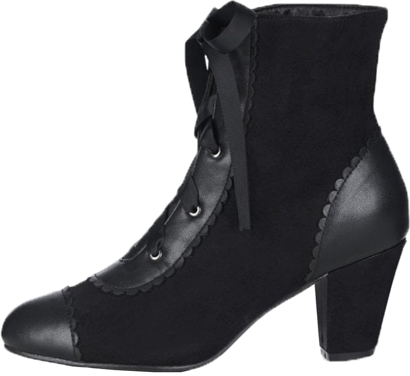 Lulu_Hun_SELMA_Vintage_5-Eye_Faux_Suede_SCHNueRSTIEFEL_Ankle_Boots_Schwarz-2