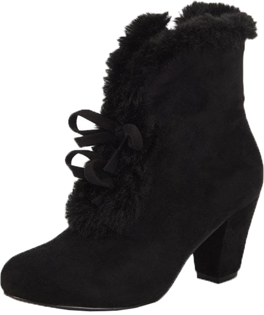 Lulu_Hun_TATIANA_Faux_Suede_FAKE_FUR_Bow_STIEFELETTE_Ankle_Boots_Black-1
