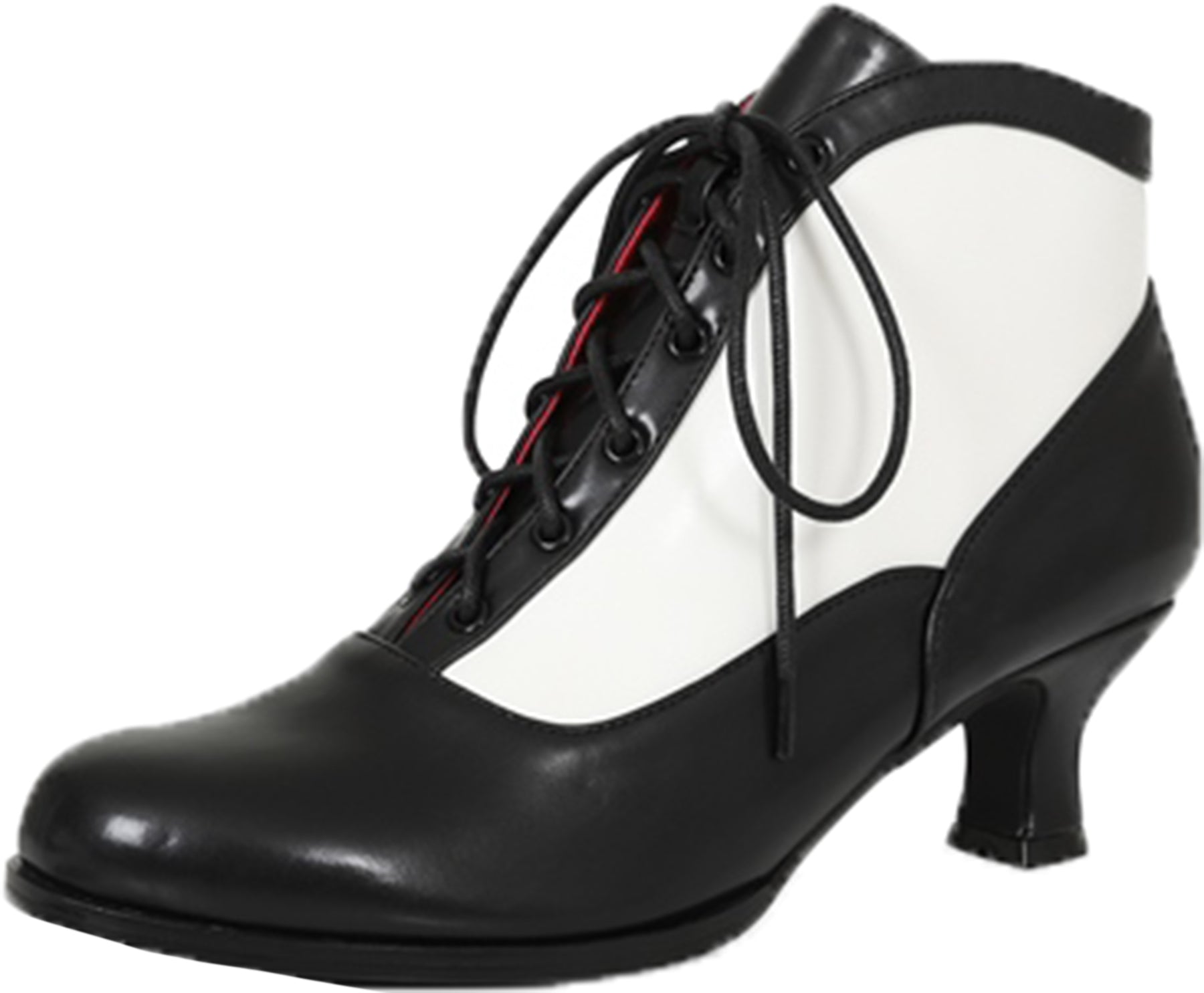 Lulu_Hun_TOSCA_Retro_TWO-TONE_Trichterabsatz_6-EYE_Schnuerschuh_PUMPS_Stiefelette_Schwarz_Killer_Kirsche-1