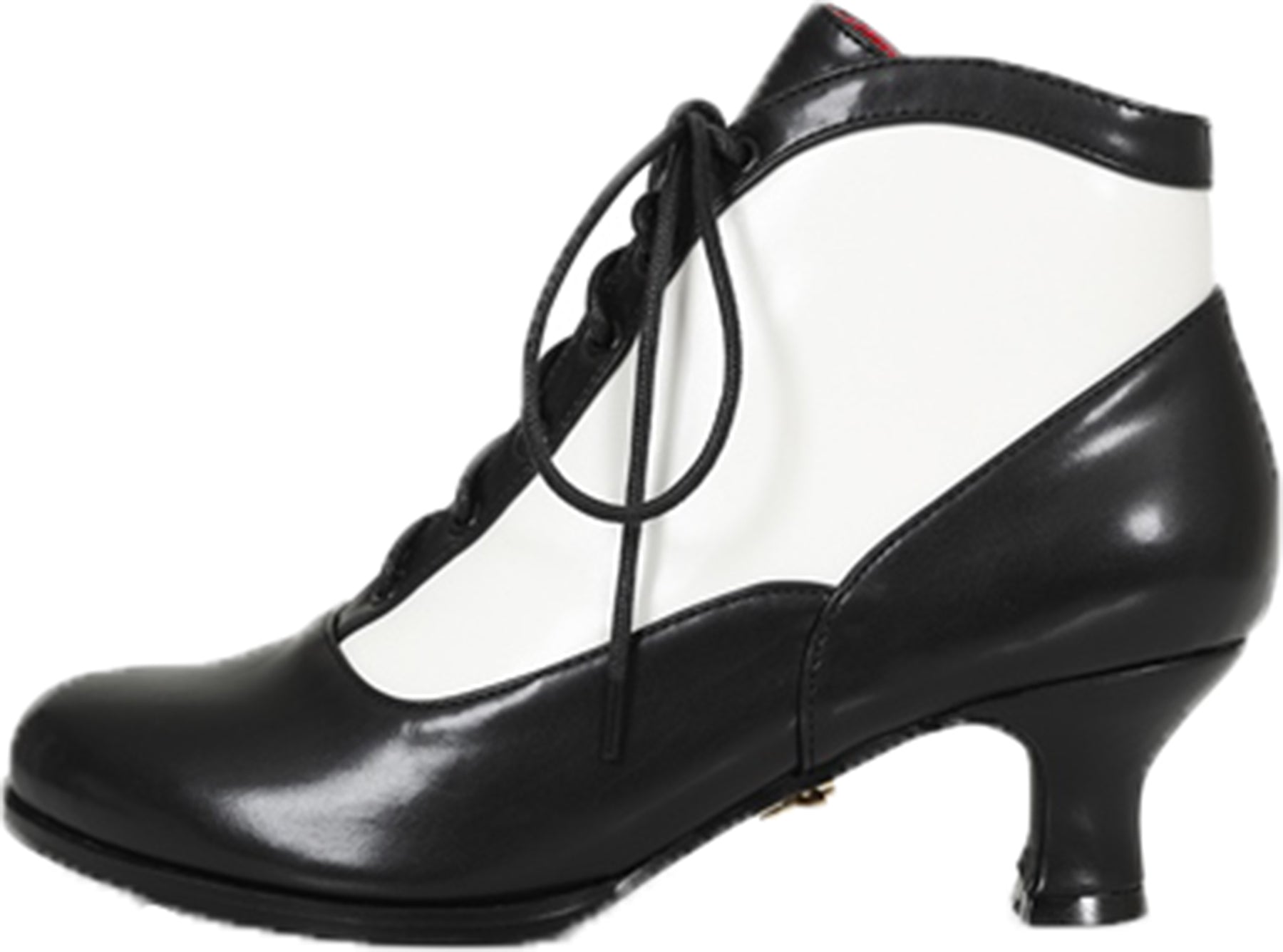 Lulu_Hun_TOSCA_Retro_TWO-TONE_Trichterabsatz_6-EYE_Schnuerschuh_PUMPS_Stiefelette_Schwarz_Killer_Kirsche-2