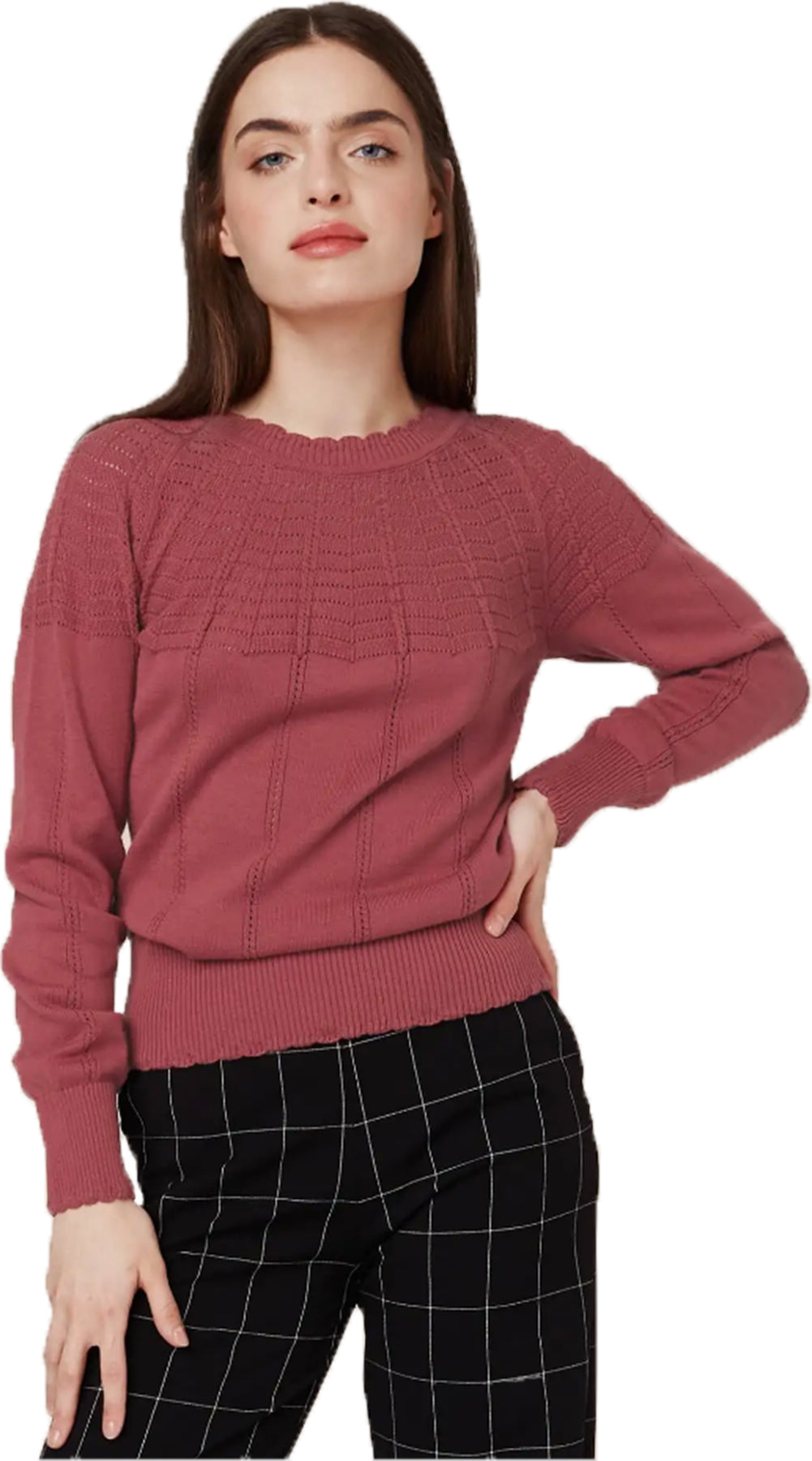 Mademoiselle_Yeye_TONIGHT_Feinstrick_LOCHMUSTER_Rundhals_OBERTEIL_Pullover_Beere_Killer_Kirsche-1C0DgS3SPi1jWG