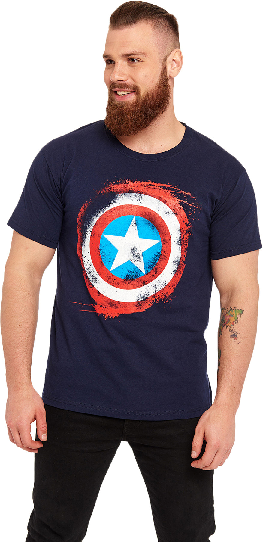 Marvel_CAPTAIN_AMERICA_SIGN_Motiv_Stern_Retro_RUNDHALS_Kurzarm_Herren_T-SHIRT_killer_kirsche_1