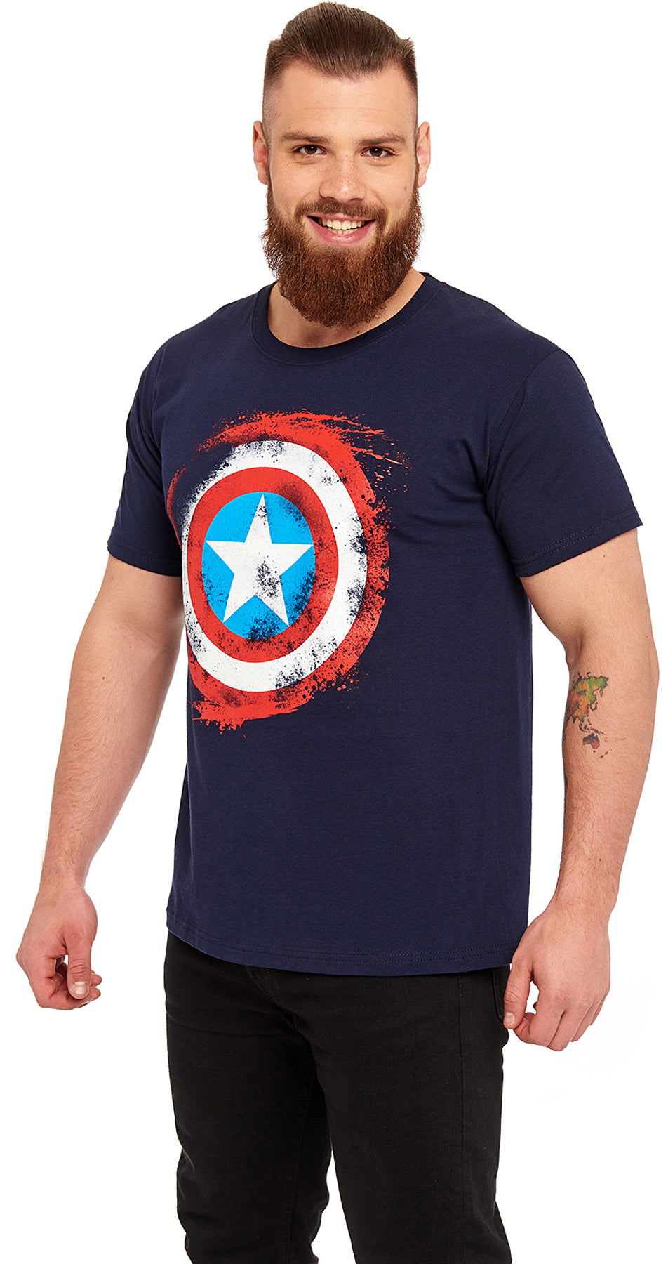Marvel_CAPTAIN_AMERICA_SIGN_Motiv_Stern_Retro_RUNDHALS_Kurzarm_Herren_T-SHIRT_killer_kirsche_3
