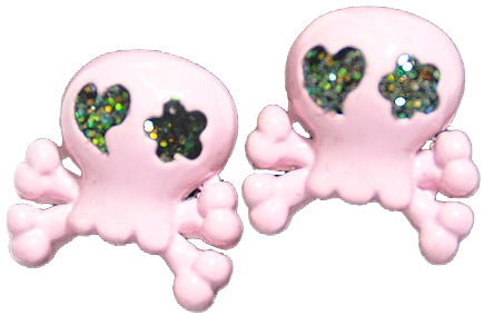 Niedliche_GIRLIE_SKULL_X-Bones_OHRSTECKER_rosa