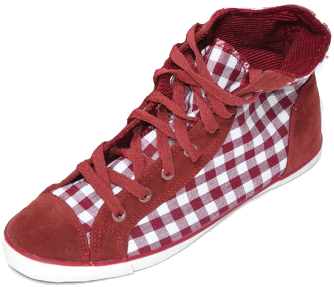 Pepitamuster_Karo_Sneakers_BOOTS_-_halbhoch_-_rotweiss