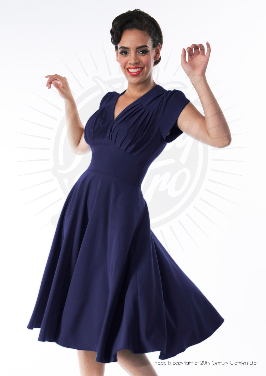 Pretty_Retro_50s_SWING_DRESS_Vintage_PLEATED_Kurzarm_Swing_KLEID_Navy_killer_kirsche_21v6QZvifc4sqw