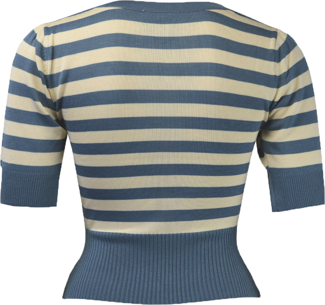Pretty_Retro_BATEAU_Kurzarm_STRIPED_Streifen_Feinstrick_SHIRT_Sweater_Blau-2