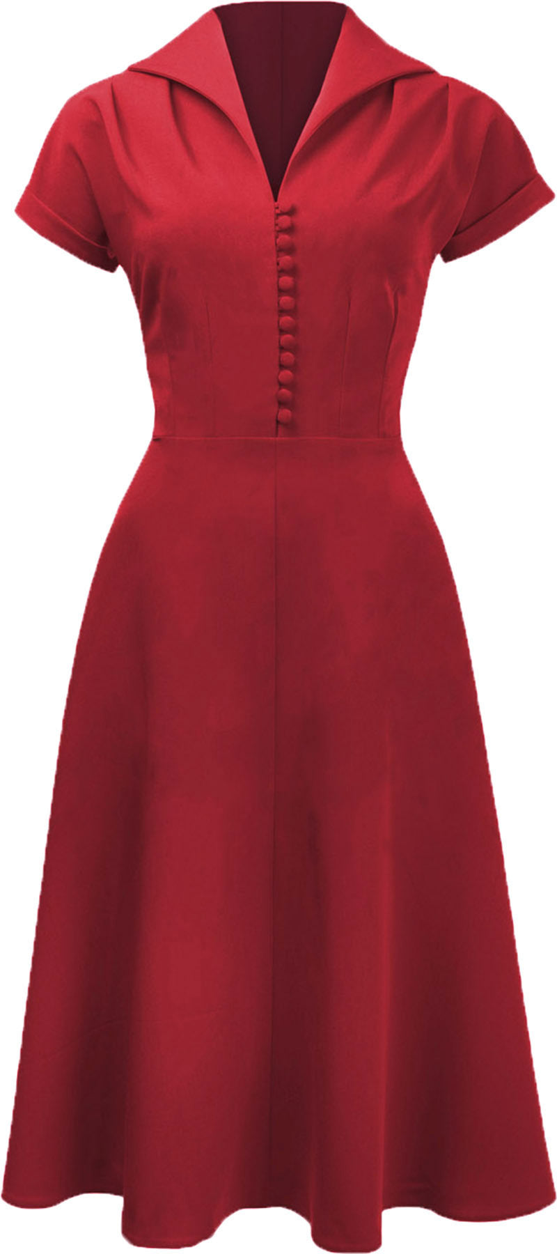 Pretty_Retro_HOSTESS_DRESS_Vintage_40s_BUTTONED_Kurzarm_SWING_KLEID_Rot-1