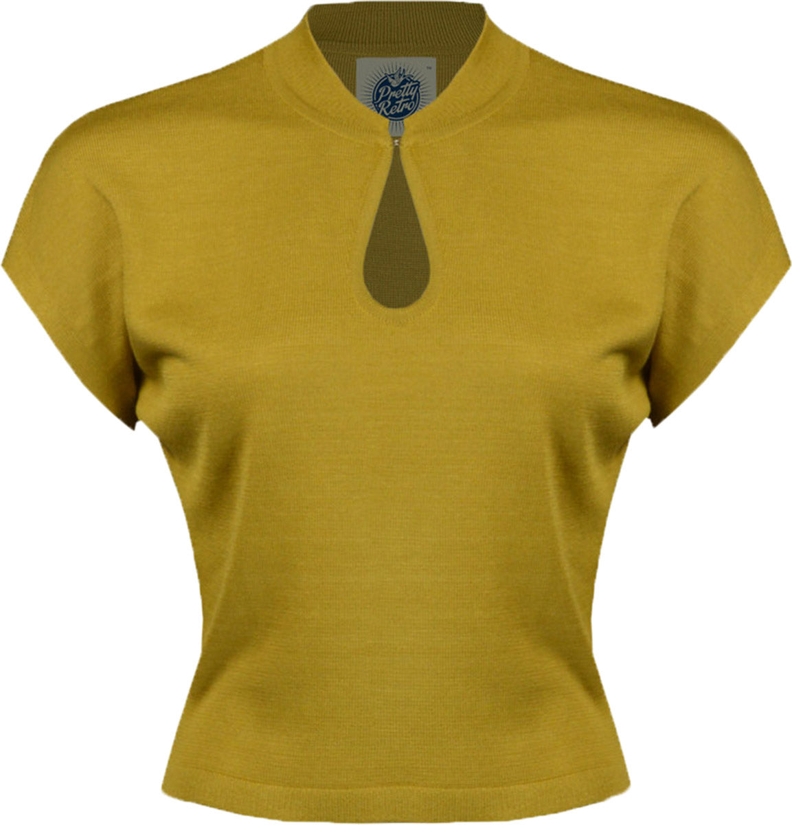 Pretty_Retro_KEYHOLE_Kurzarm_Guckloch_STEHKRAGEN_Feinstrick_SHIRT_Sweater_Gelb-1D3FWHpSAOlZnr
