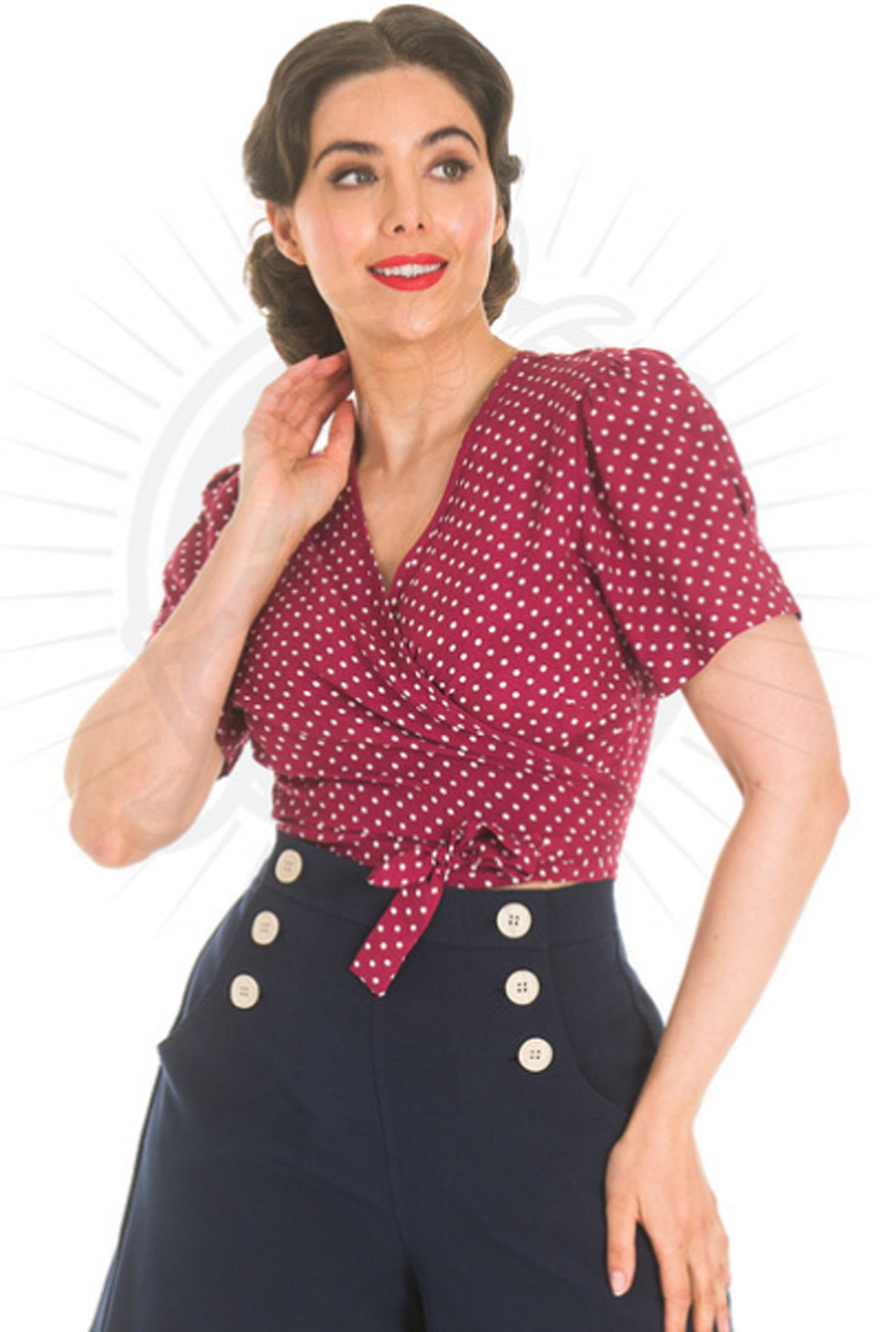 Pretty_Retro_PIN_UP_50s_POLKA_DOT_Kurzarm_V-NECK_40s_WRAP_TOP_Wickelbluse_killer_kirsche_10QbJeHvUc1fv92