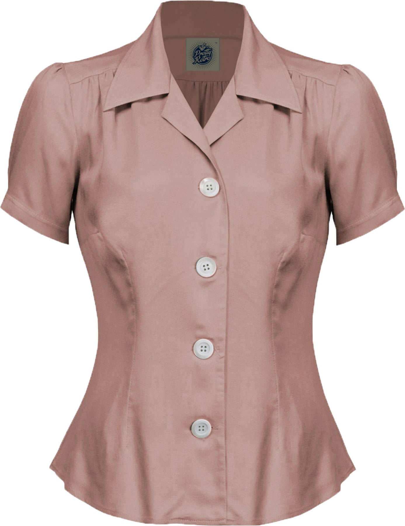 Pretty_Retro_PLAIN_Vintage_40s_Buttoned_BLOUSE_Kurzarm_Oberteil_BLUSE_Blush-1